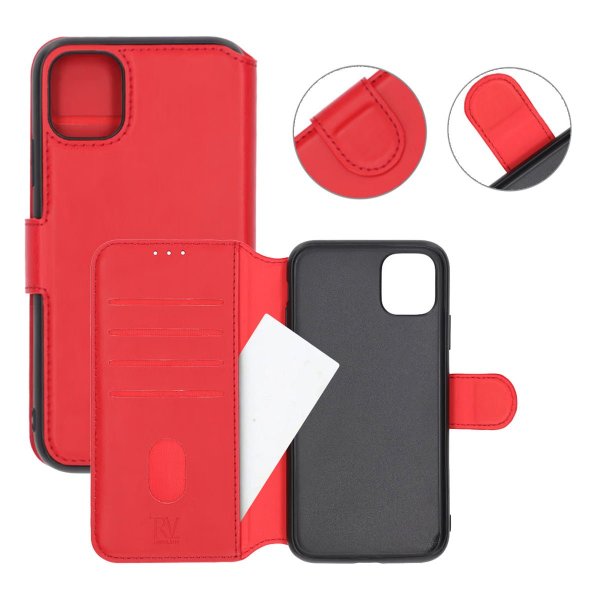 iPhone 11 Kotelo Ulostaitettava Korttikotelo Punainen
