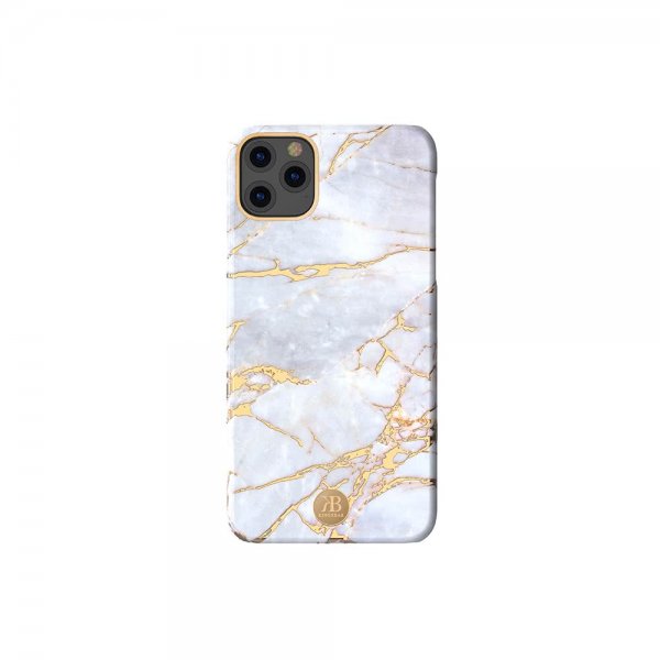 iPhone 11 Pro Max Kuori Jade Style Stone Series Valkoinen Kulta