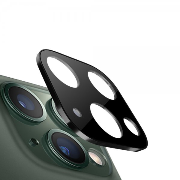 iPhone 11 Pro/Pro Max Kameran linssinsuojus Härdat Lasi Metalli Musta