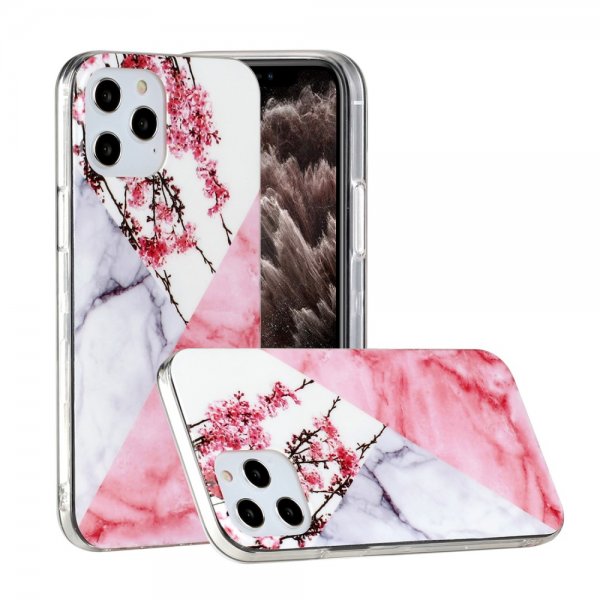 iPhone 12 Pro Max Suojakuori Marmori Vaaleanpunainen Kukat