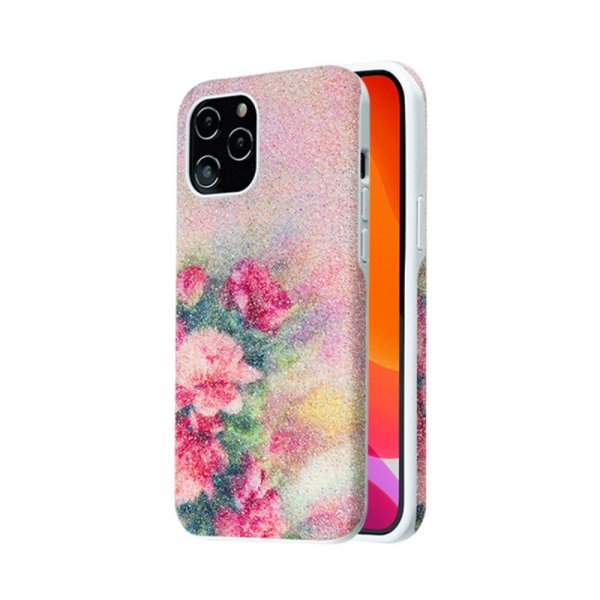 iPhone 12 Pro Max Suojakuori Kuvio Vaaleanpunainen Blommor