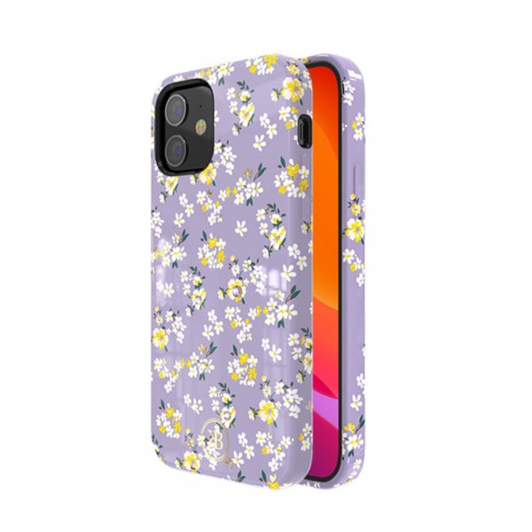 iPhone 12 Mini Suojakuori Flower Series Violetti/Keltainen Kukat