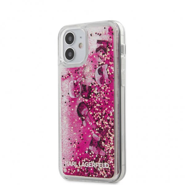 iPhone 12 Mini Suojakuori Liquid Glitter Charms Vaaleanpunainen