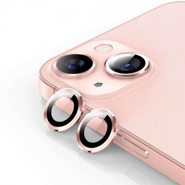 iPhone 13/iPhone 13 Mini Kameran linssinsuojus Karkaistua Lasia Vaaleanpunainen