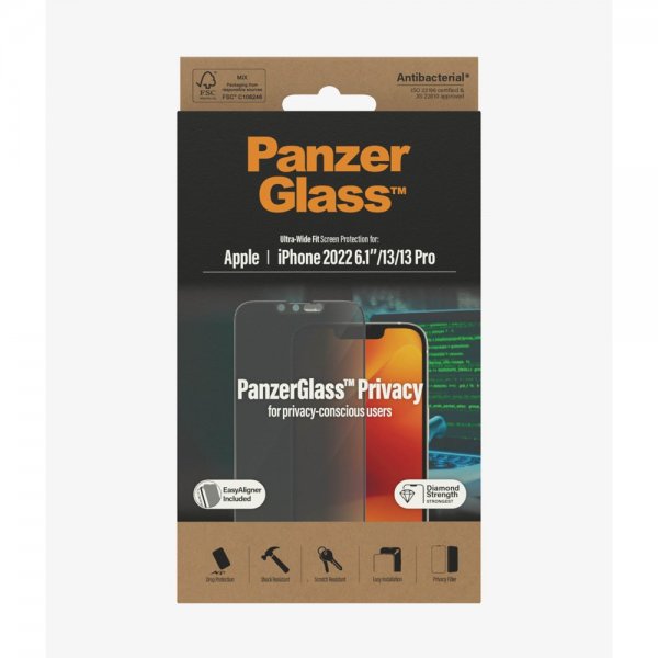 iPhone 13/iPhone 13 Pro/iPhone 14 Näytönsuoja Ultra-Wide Fit Privacy EasyAligner