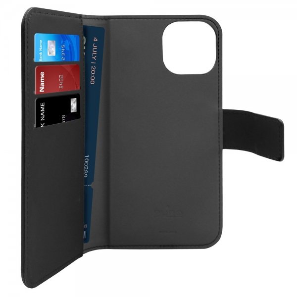 iPhone 13/iPhone 14 Kotelo Detachable MagSafe Wallet Case Musta