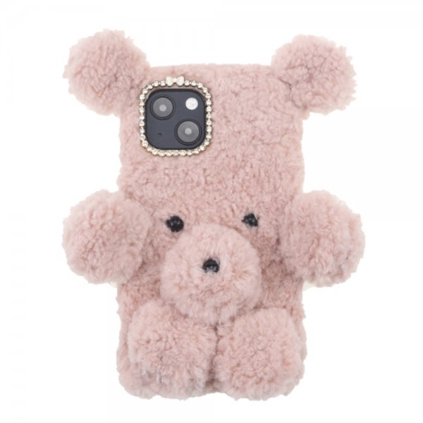 iPhone 13 Mini Kuori Pehmo Teddykarhu Vaaleanpunainen
