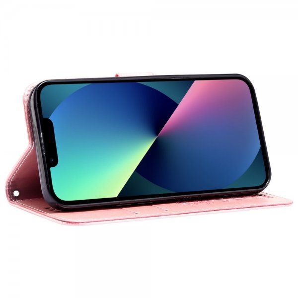 iPhone 13 Pro Kotelo Kukkakuvio Vaaleanpunainen