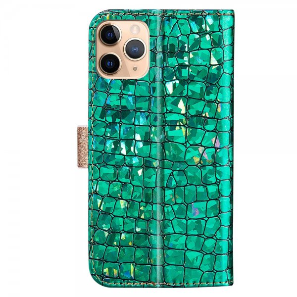 iPhone 13 Pro Kotelo Krokotiilikuvio Glitter Vihreä