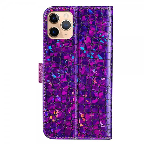 iPhone 13 Pro Kotelo Krokotiilikuvio Glitter Violetti