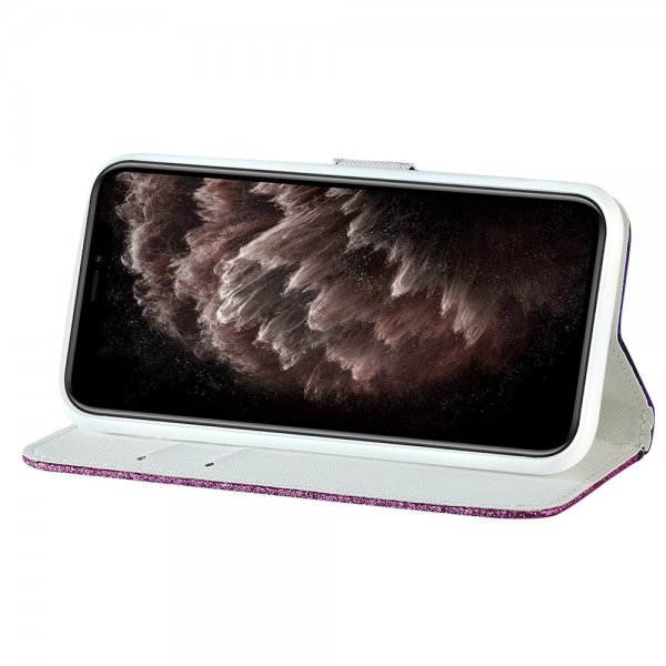 iPhone 13 Pro Kotelo Krokotiilikuvio Glitter Violetti