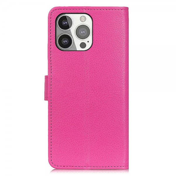iPhone 13 Pro Kotelo Litchi Magenta