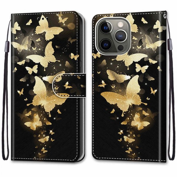 iPhone 13 Pro Kotelo Aihe Kultainen Perhoset