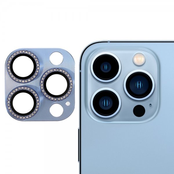 iPhone 13 Pro/iPhone 13 Pro Max Kameran linssinsuojus Rhinestone Sininen