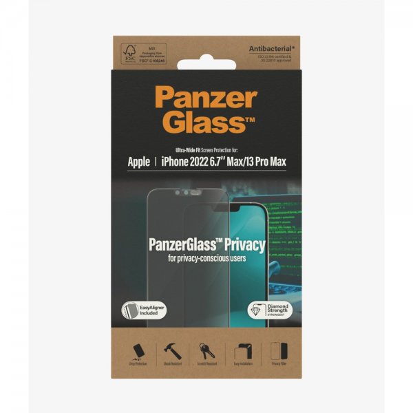 iPhone 13 Pro Max/iPhone 14 Plus Näytönsuoja Ultra-Wide Fit Privacy EasyAligner