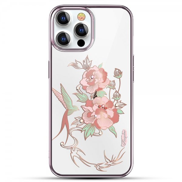 iPhone 13 Pro Max Kuori Kukkakuvio Vaaleanpunainen