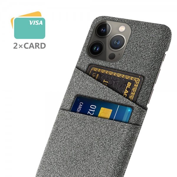 iPhone 13 Pro Max Kuori Kaksi Korttitaskua Kangas Harmaa