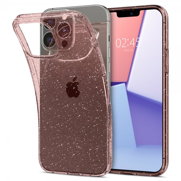 iPhone 13 Pro Kuori Liquid Crystal Glitter Rose Quartz