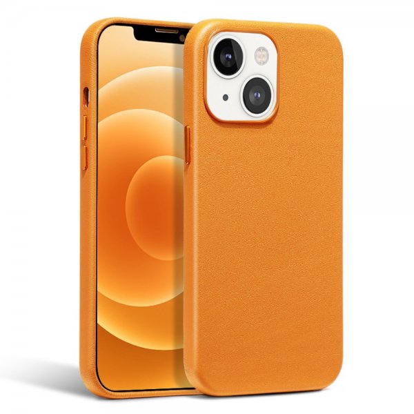 iPhone 13 Kuori Aito Nahka MagSafe Oranssi