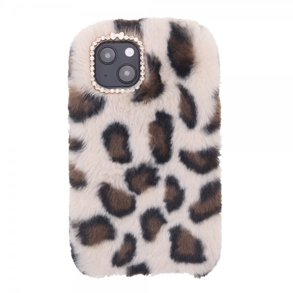 iPhone 13 Kuori Pehmo Leopardi Kuvio Valkoinen