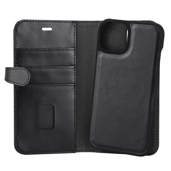 iPhone 13/14/15 Kotelo 2-in-1 Detachable Wallet Musta
