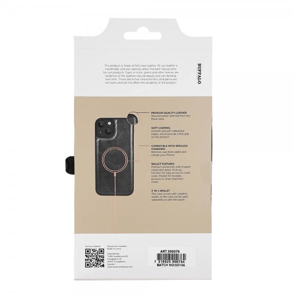 iPhone 13/14/15 Kotelo 2-in-1 Detachable Wallet Musta