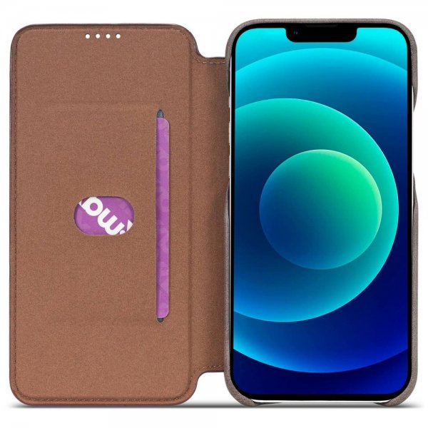 iPhone 14 Plus Kotelo Flip Tummanruskea