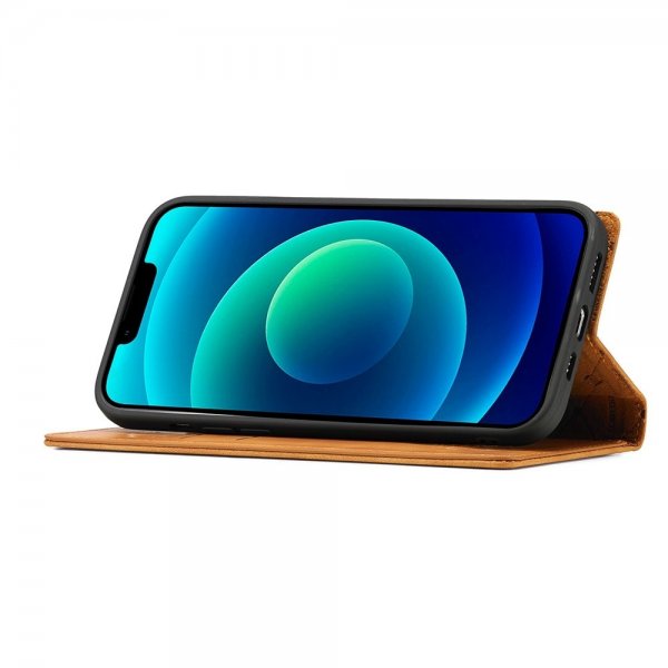 iPhone 14 Plus Kotelo Korttitaskulla Flip Ruskea