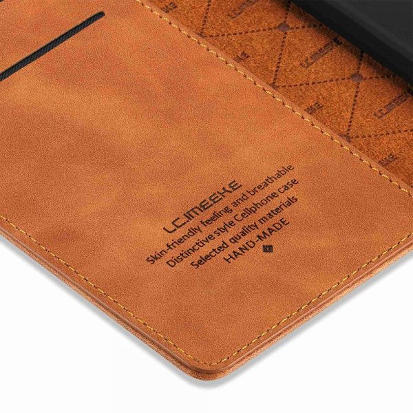 iPhone 14 Plus Kotelo Korttitaskulla Flip Ruskea