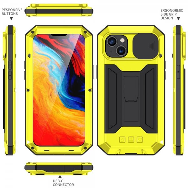 iPhone 14 Plus Kuori Kameran suojaus Telinetoiminto Keltainen
