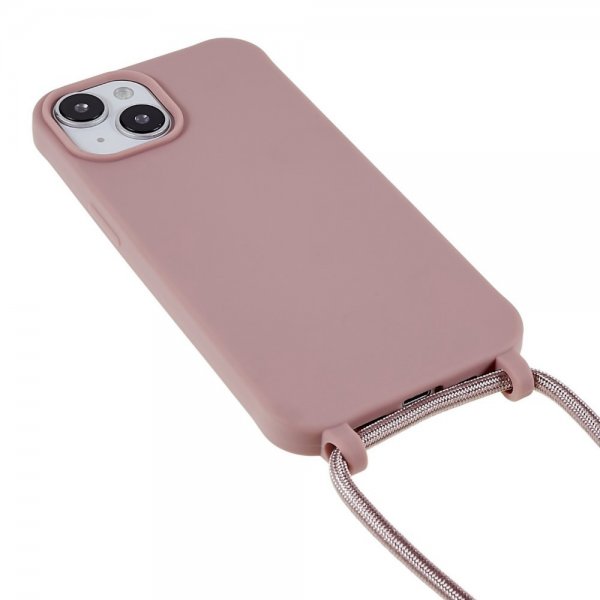 iPhone 14 Plus Kuori Hihnalla Tummanpinkki