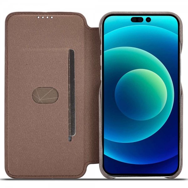 iPhone 14 Pro Kotelo Flip Tummanruskea
