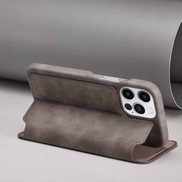 iPhone 14 Pro Kotelo Flip Tummanruskea