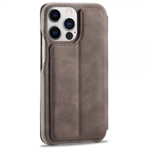 iPhone 14 Pro Kotelo Flip Tummanruskea