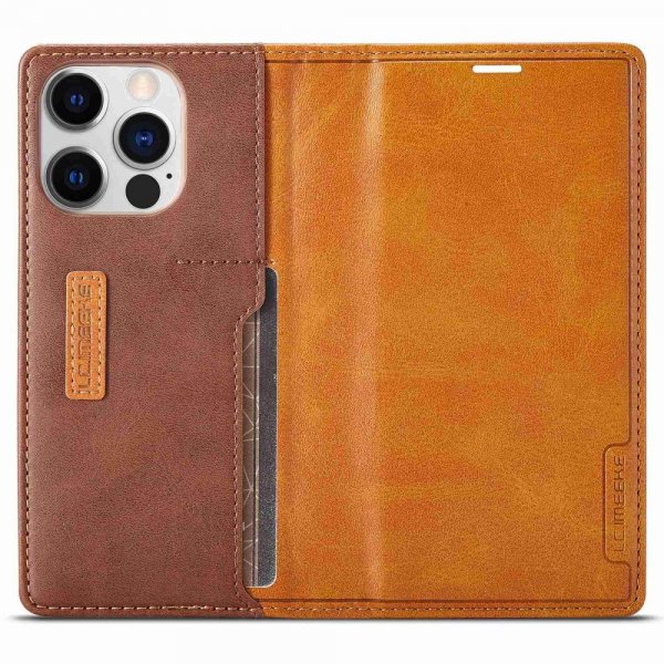 iPhone 14 Pro Kotelo Korttitasku Ulkopuoli Ruskea