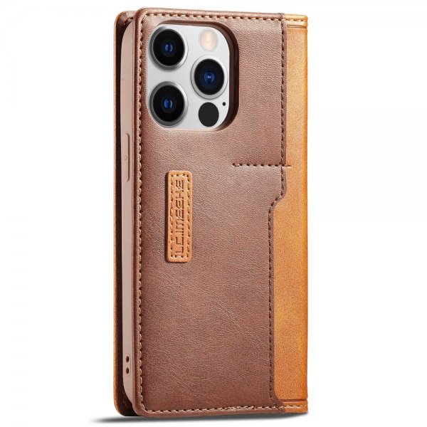 iPhone 14 Pro Kotelo Korttitasku Ulkopuoli Ruskea