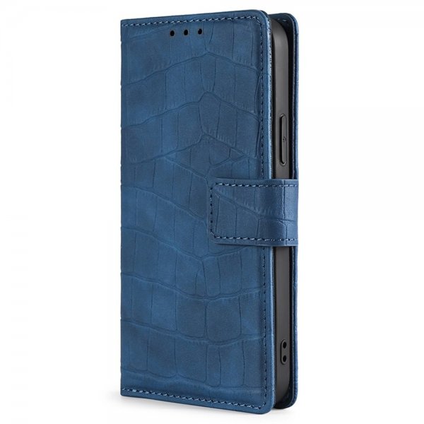 iPhone 14 Pro Kotelo Krokotiilikuvio Sininen