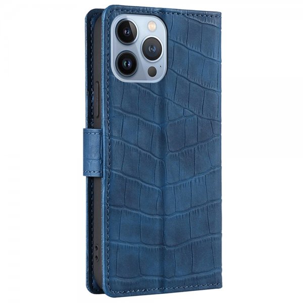 iPhone 14 Pro Kotelo Krokotiilikuvio Sininen