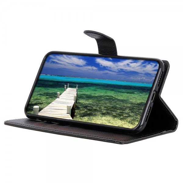 iPhone 14 Pro Kotelo Litchi Musta