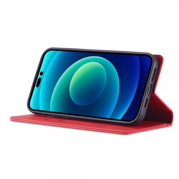 iPhone 14 Pro Kotelo Korttitaskulla Flip Punainen