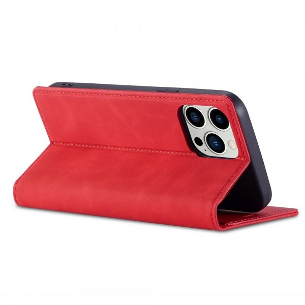 iPhone 14 Pro Kotelo Korttitaskulla Flip Punainen