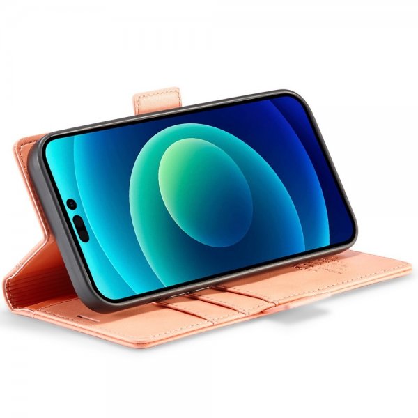 iPhone 14 Pro Kotelo Korttitaskulla Flip Vaaleanpunainen