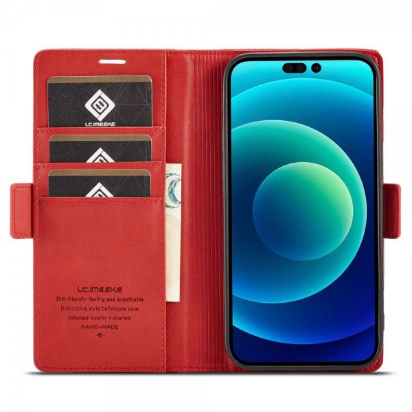 iPhone 14 Pro Kotelo Korttitaskulla Punainen