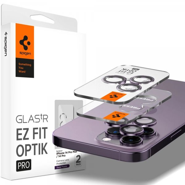 iPhone 14 Pro/iPhone 14 Pro Max Kameran linssinsuojus GLAS.tR EZ Fit Optik Pro Deep Purple 2-pakkaus