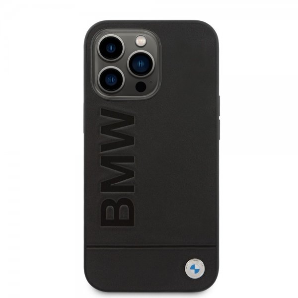 iPhone 14 Pro Max Kuori Hot Stamp Metal Logo Musta