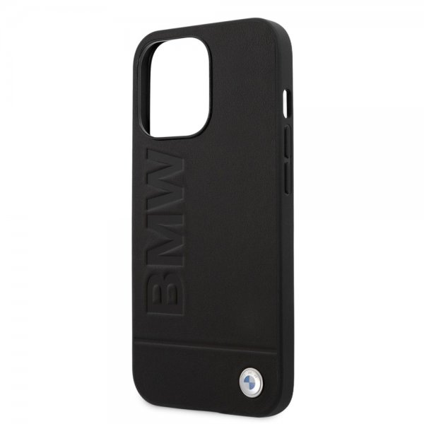 iPhone 14 Pro Max Kuori Hot Stamp Metal Logo Musta