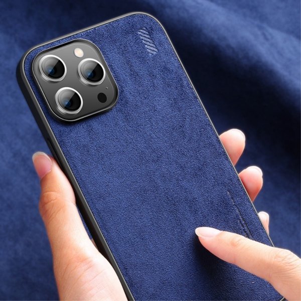 iPhone 14 Pro Max Kuori Mokkanahkainen rakenne Sininen