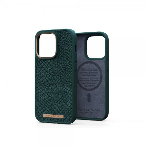 iPhone 14 Pro Max Kuori Salmon Leather Case MagSafe Vihreä