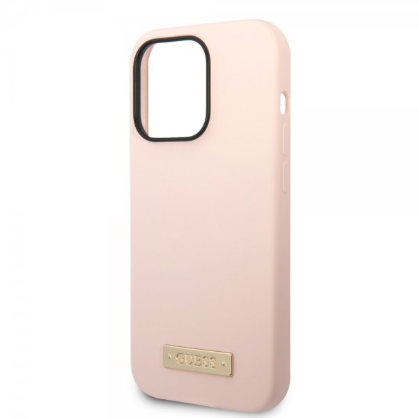 iPhone 14 Pro Max Kuori Silicone Metal Plate MagSafe Vaaleanpunainen