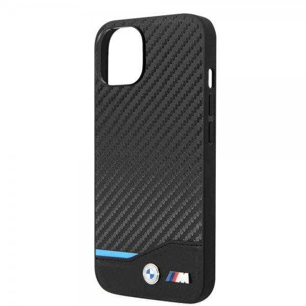iPhone 14 Kuori Carbon Effect Printed Logo Musta